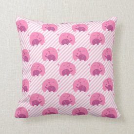 Cute Mommy Elephant and Child Baby Girls Room Throw Pillow