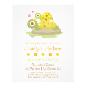 Cute Mommy Turtle and Child Baby Shower Announcements