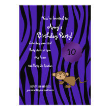 Cute monkey birthday invitation