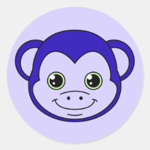 Cute Monkey Blueberry Round Sticker