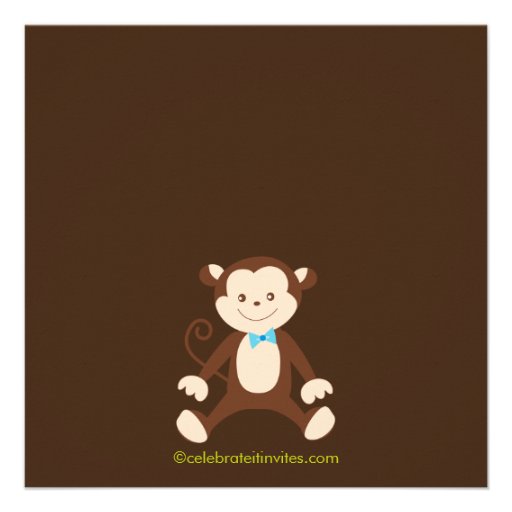 Cute Monkey Boy Baby Shower Invitation