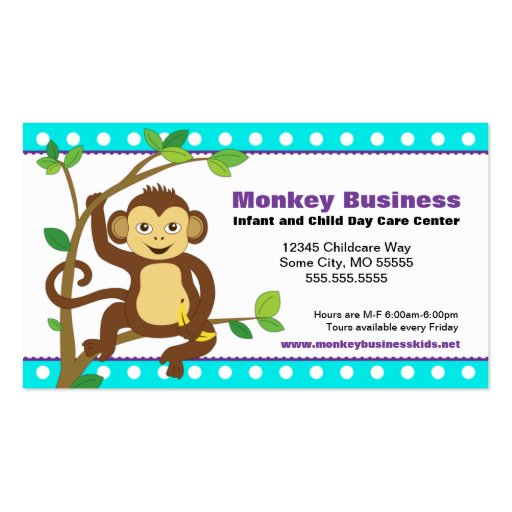 Cute Monkey Business Card (front side)