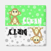 Cute Monkey Clean / Dirty Dishwasher Magnet