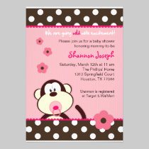 Cute Monkey Dots Baby Shower Invitation invitations