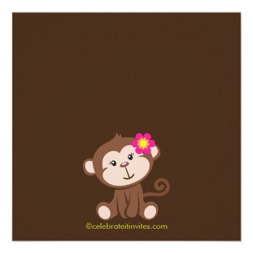 Cute Monkey Girl Baby Shower Invitation