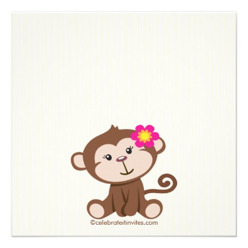 Cute Monkey Girl Baby Shower Invitation