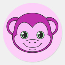 Cute Monkey Grape Round Stickers