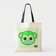 Cute Monkey Green Apple Tote Bags