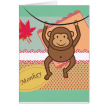Cute monkey greeting card