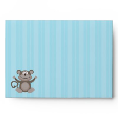 Cute Monkey Jungle A7 Envelopes in Blue by waltersroom