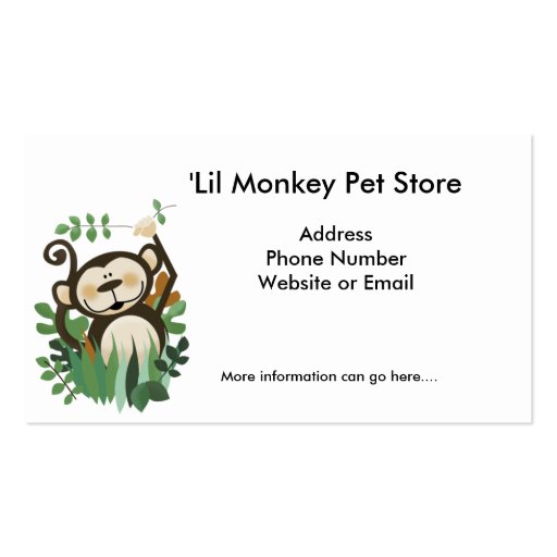 Cute Monkey Jungle Business Card Template (front side)