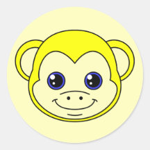 Cute Monkey Lemon Stickers