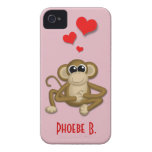 Cute Monkey Love Personalized iPhone 4/4S Case