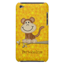 Cute Monkey on Branch Personalized iPod Touch Case at Zazzle