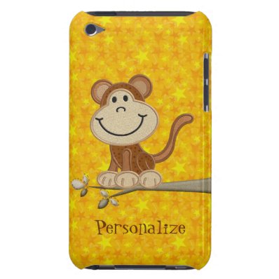 Cute Monkey on Branch Personalized iPod Touch Case