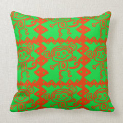 Cute Monkey Orange Green Animal Pattern Throw Pillow