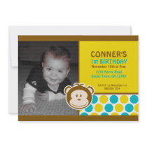 Cute Monkey Photo Invitation or Thank You Card by DesignsByGeorgia Cute Monkey Photo Invitation or Thank You Card