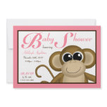 Cute Monkey Pink Baby Shower Invitations