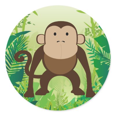 Cute Monkey Round Stickers