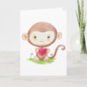 Cute Monkey V-Day Card card