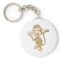 Cute Monkey Waving Hand Hi Hello Goodbye Keychain
