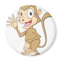Cute Monkey Waving Hand Hi Hello Goodbye Refrigerator Magnets