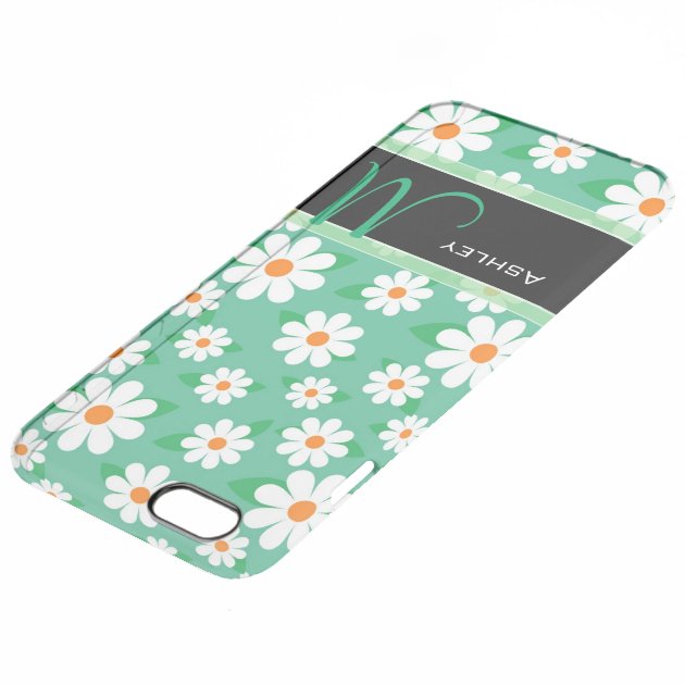 Cute Monogrammed Green Daisy Floral Flower Pattern Uncommon Clearlyâ„¢ Deflector iPhone 6 Plus Case-3