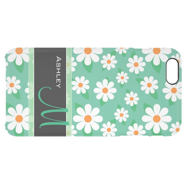 Cute Monogrammed Green Daisy Floral Flower Pattern Uncommon Clearlyâ„¢ Deflector iPhone 6 Plus Case-5