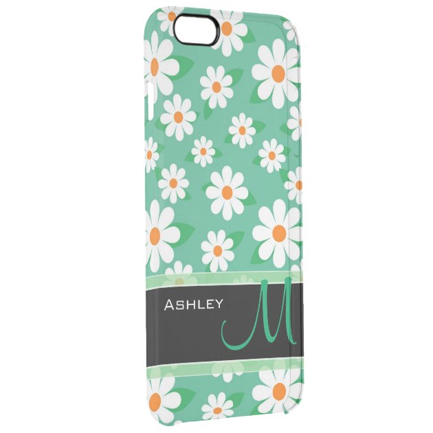 Cute Monogrammed Green Daisy Floral Flower Pattern Uncommon Clearlyâ„¢ Deflector iPhone 6 Plus Case-2