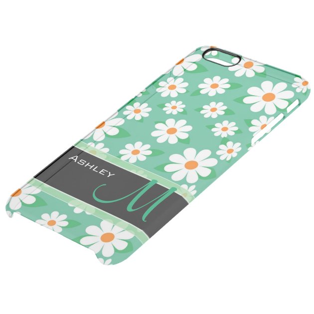 Cute Monogrammed Green Daisy Floral Flower Pattern Uncommon Clearlyâ„¢ Deflector iPhone 6 Plus Case-4