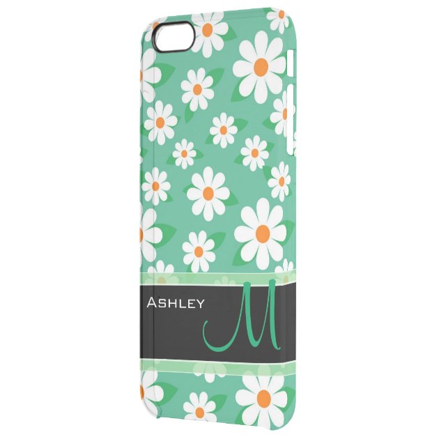 Cute Monogrammed Green Daisy Floral Flower Pattern Uncommon Clearlyâ„¢ Deflector iPhone 6 Plus Case