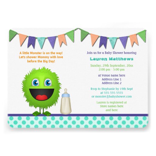 Cute Monster Baby Shower Personalized Invitations