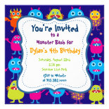 Cute Monster Birthday Party Invitation Templates