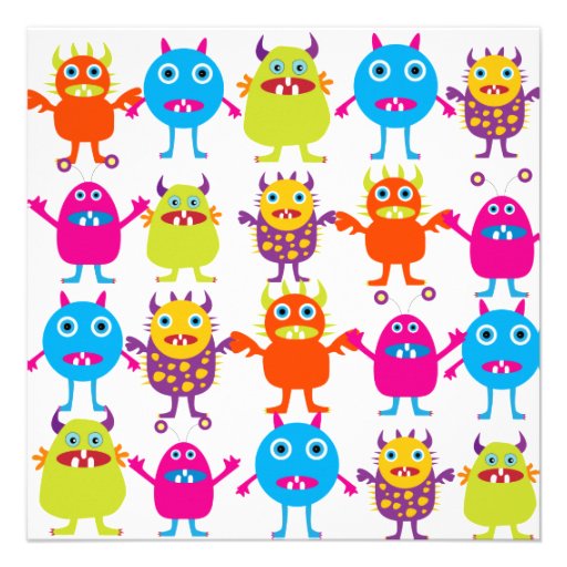 Cute Monster Birthday Party Invitation Templates