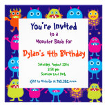 Cute Monster Birthday Party Invitation Templates