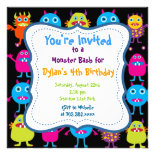 Cute Monster Birthday Party Invitation Templates