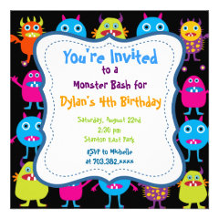 Cute Monster Birthday Party Invitation Templates