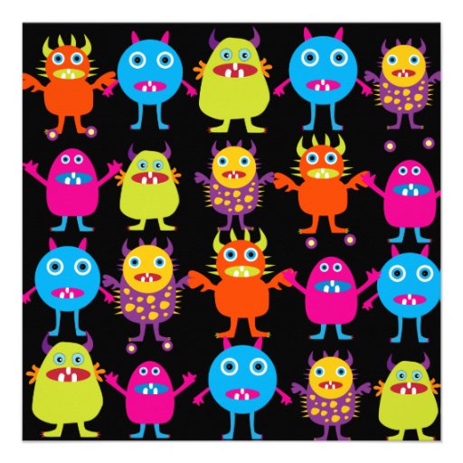 Cute Monster Birthday Party Invitation Templates