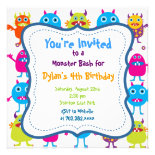 Cute Monster Birthday Party Invitation Templates