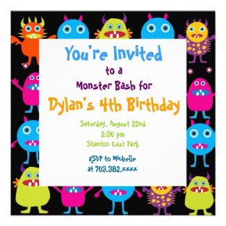 Cute Monster Birthday Party Invitation Templates