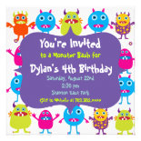 Cute Monster Birthday Party Invitation Templates