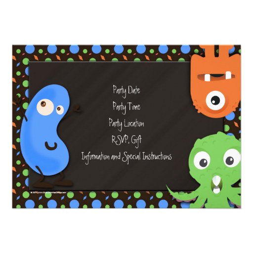 Cute Monster Halloween Birthday Party Invitations