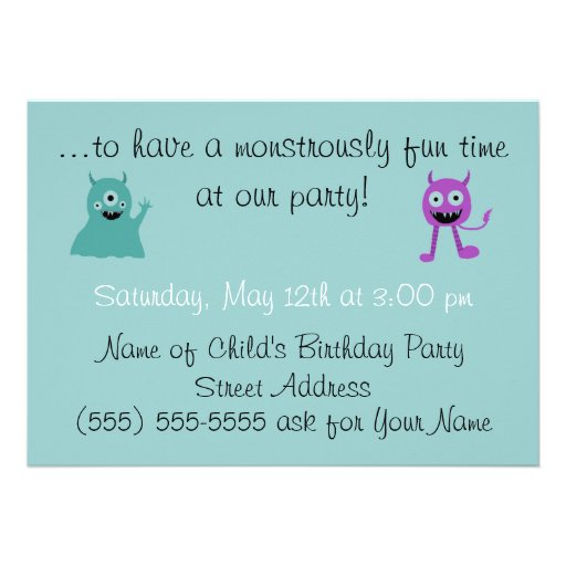 Cute Monster Party Invitation