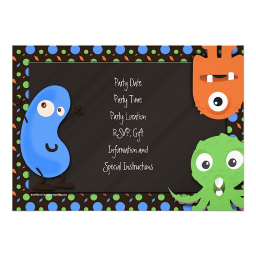 Cute Monster Theme Costume Party Invitations