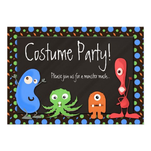 Cute Monster Theme Costume Party Invitations