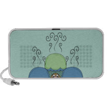 Cute Monster With Blue And Cyan Frosted Cupcakes Travel Speakers