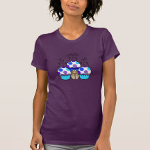 Cute Monster With Blue And Purple Polkadot Cupcake T Shirt