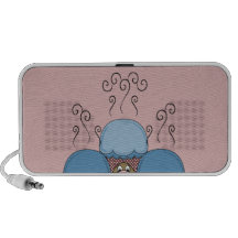 Cute Monster With Blue And Red Frosted Cupcakes iPod Speakers