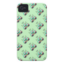 Cute Monster With Cyan And Blue Polkadot Cupcakes Case-Mate iPhone 4 Cases