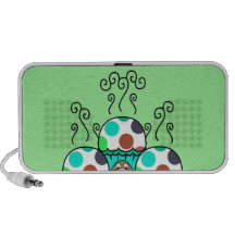 Cute Monster With Cyan And Blue Polkadot Cupcakes iPod Speakers